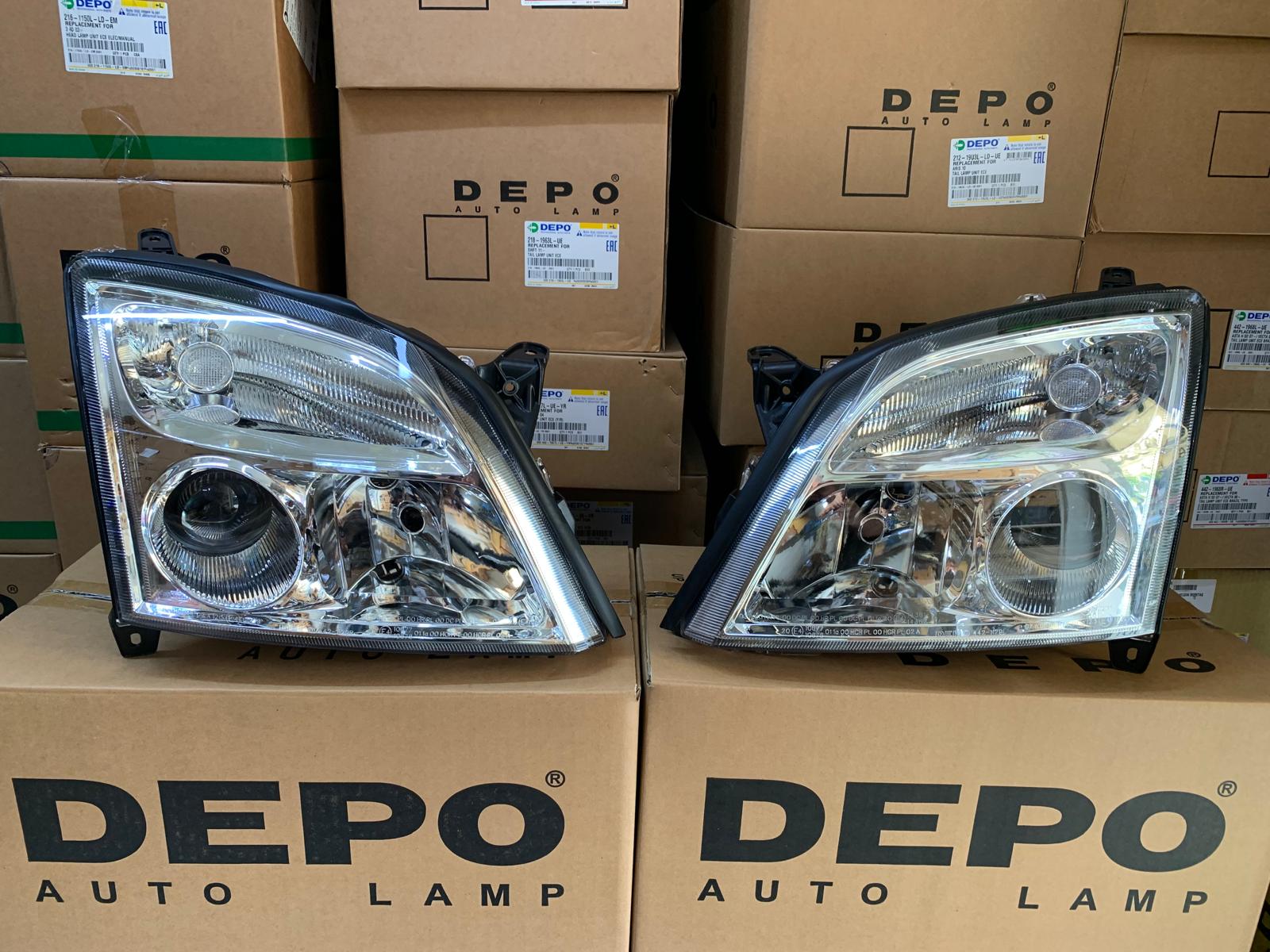 OPEL VECTRA C 2002-2005 ARASI DEPO SAĞ VE SOL FAR TAKIM KROM BEYAZ 1216120 / 1216121