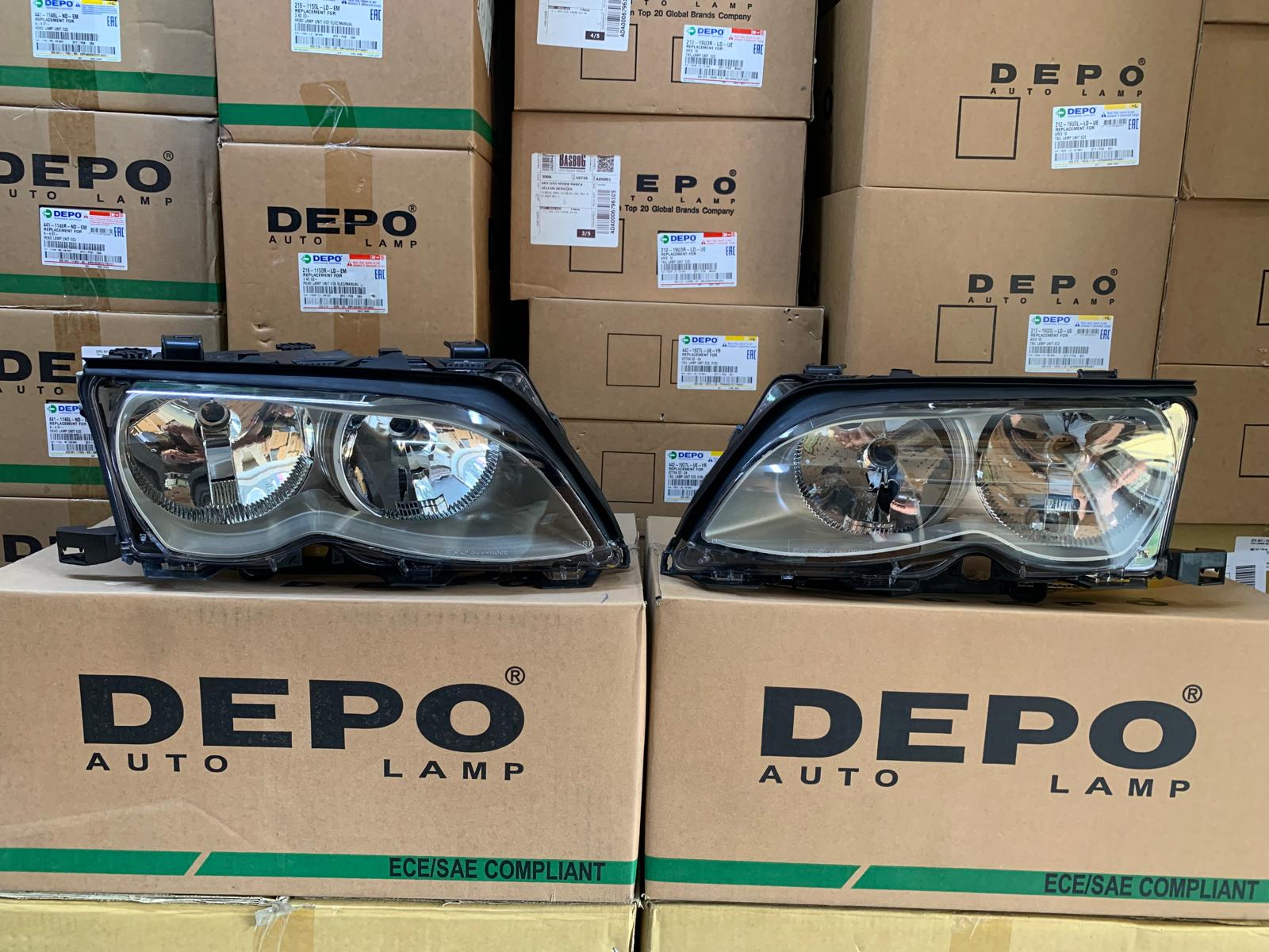BMW 3 SERİSİ E46 KASA 2001-2005 ARASI DEPO SAĞ VE SOL FAR TAKIM HALOJEN KROM TİP 63127165781 / 63127165782